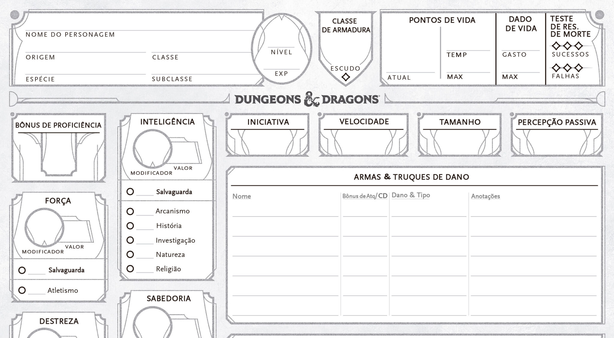 Fichas de Personagem D D 2024 D D 5 5 Download Grátis em Português